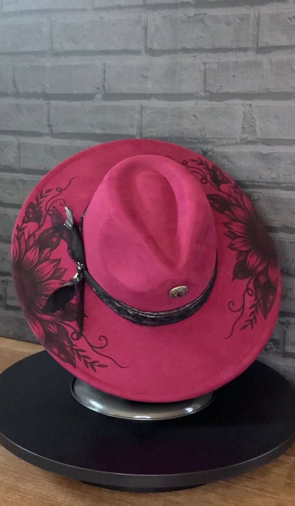 Midnight Sun — Laser-Engraved Vegan Suede Western Hat
