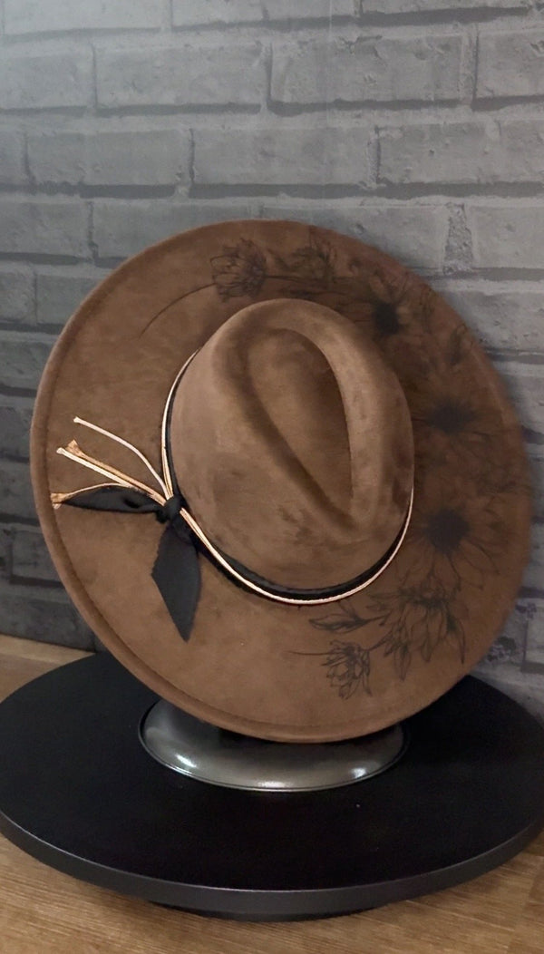 Copper Bloom — Laser-Engraved Vegan Suede Western Hat
