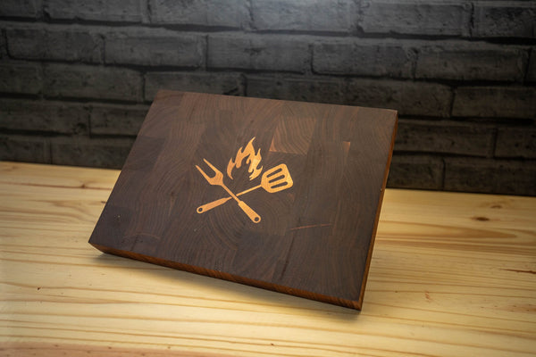 Fire and Fork Walnut End-Grain Inlay Cutting Board