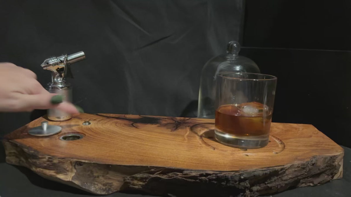 Live-Edge Mesquite Cocktail Smoker with Glass Dome