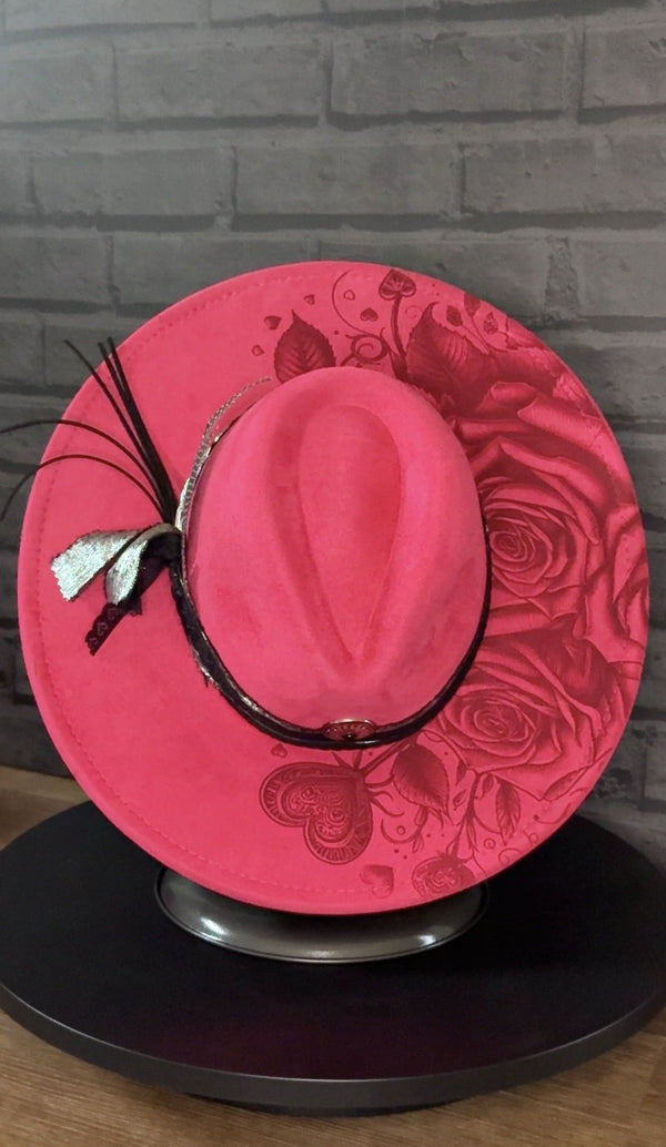 Rebel Romance — Laser-Engraved Vegan Suede Western Hat