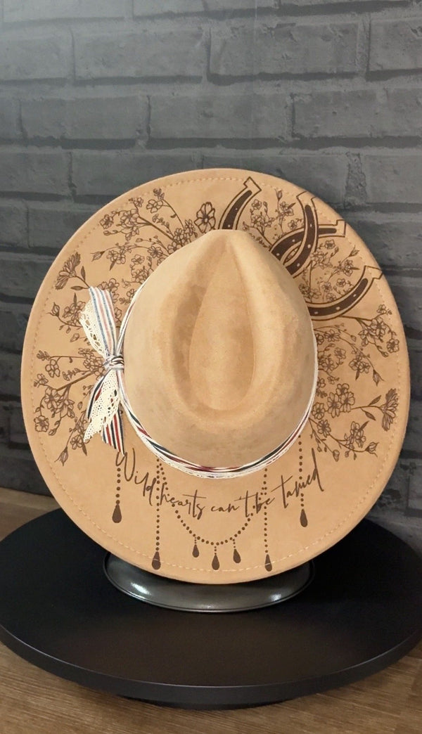 Untamed Heart — Laser-Engraved Vegan Suede Western Hat